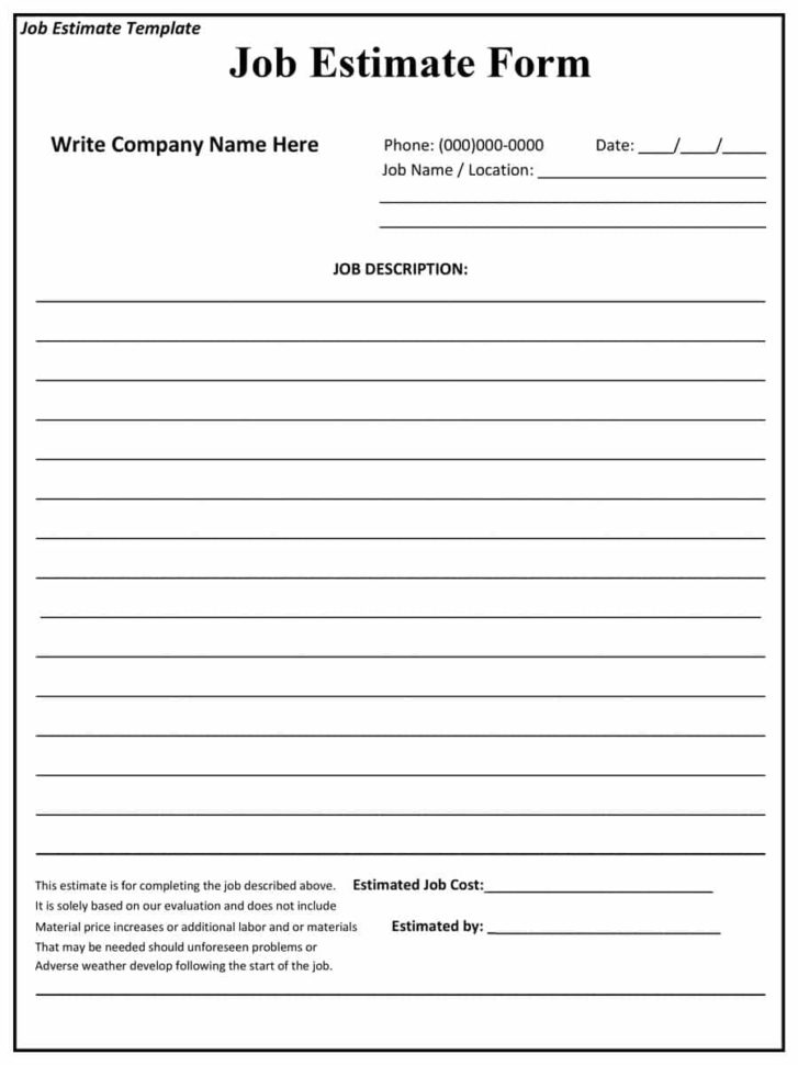 44 Free Estimate Template Forms [Construction, Repair, Cleaning] Within Construction Estimate Template Free Download