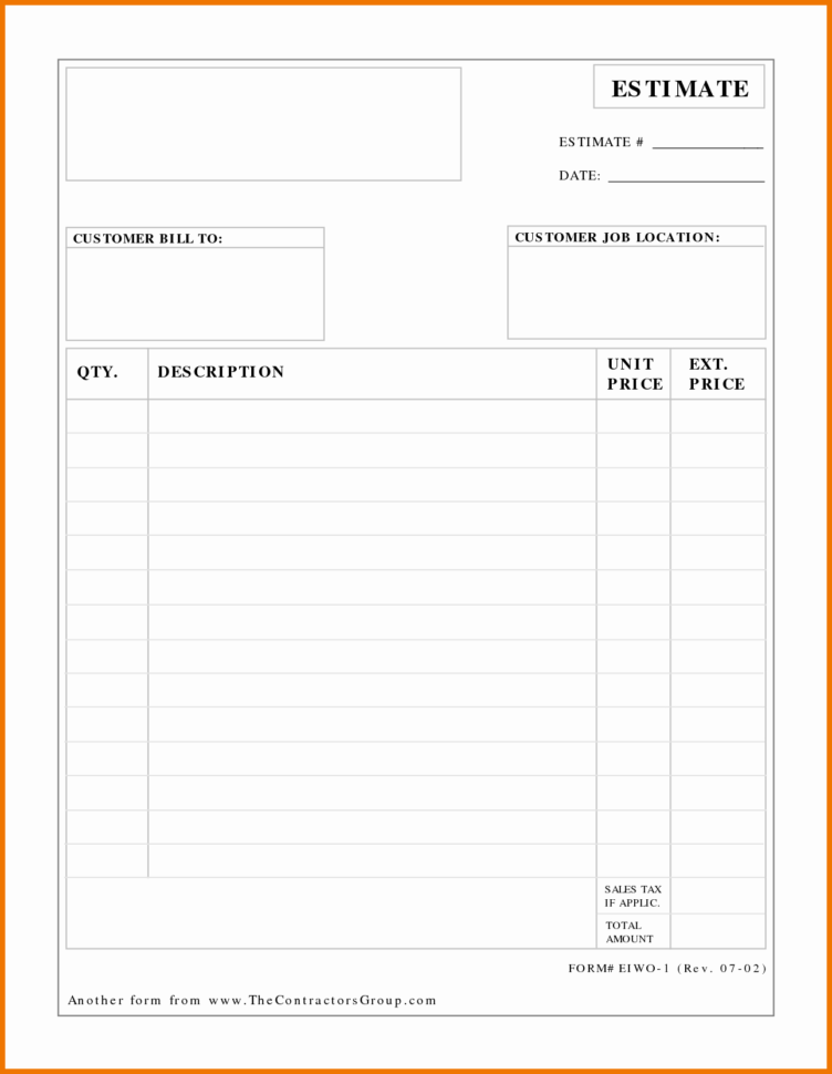 50 Fresh Free Construction Estimate Template Excel   Documents Ideas With Construction Job Estimate Template Free
