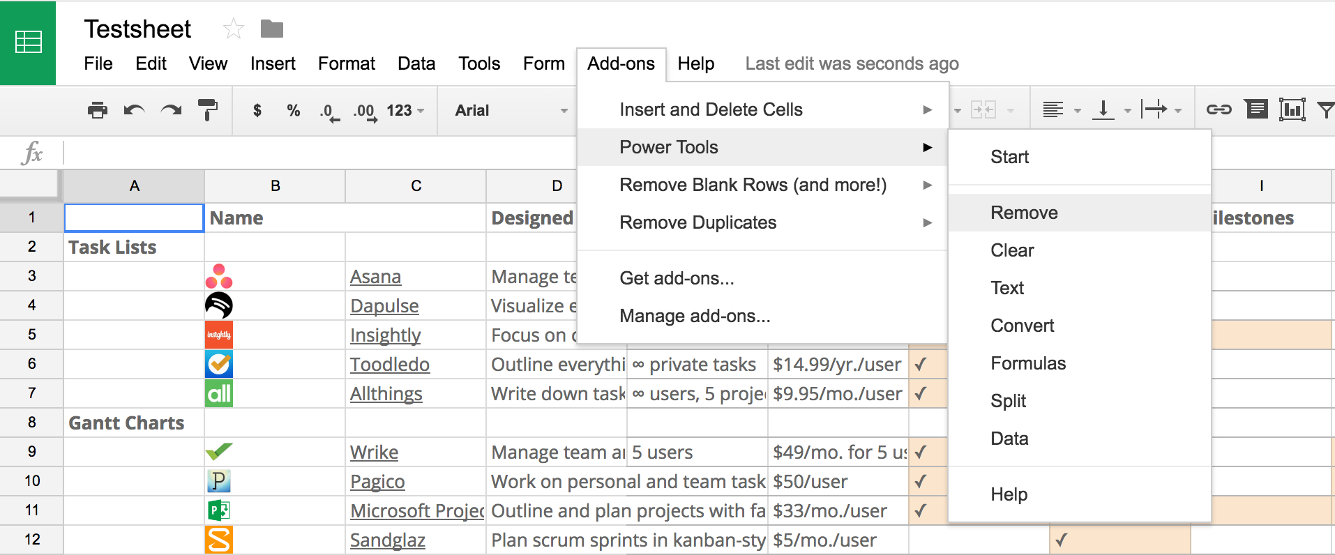 project management template google docs