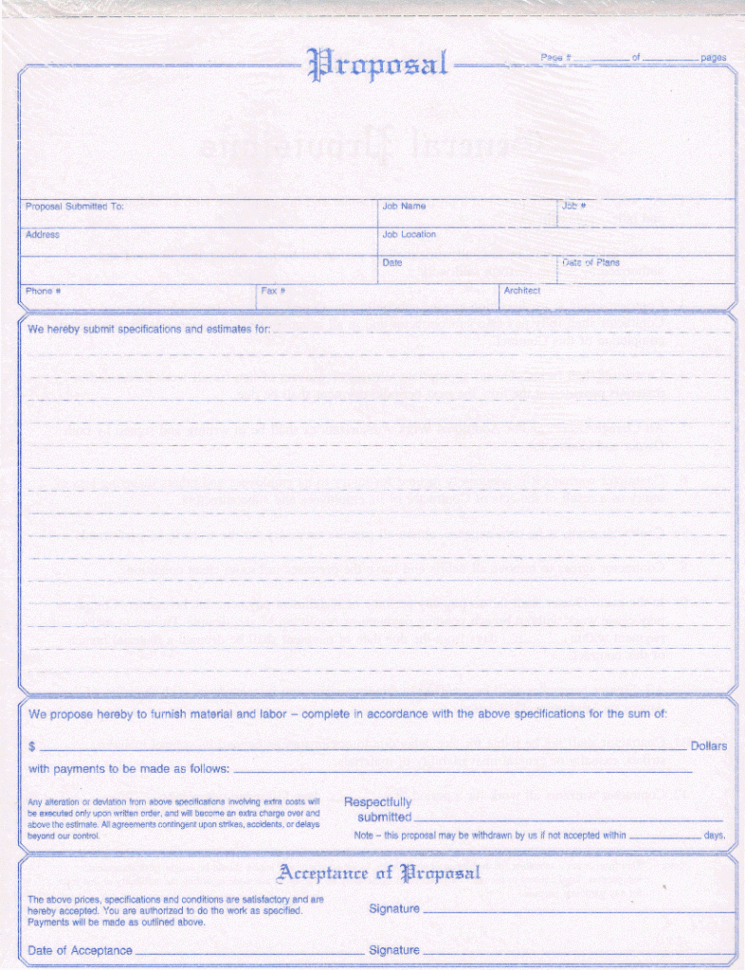 50 New Gallery Free Contractor Proposal Forms | Proposal Example With Construction Estimate Forms Templates