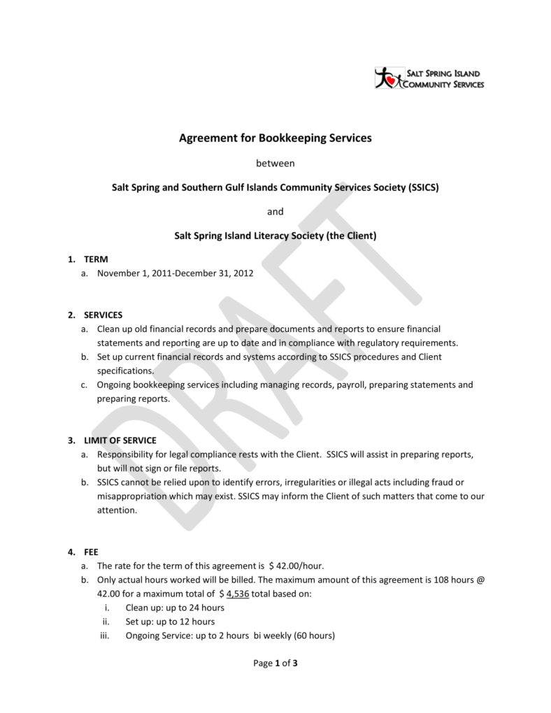 6+ Bookkeeping Contract Templates - Pdf | Free & Premium Templates In Bookkeeping Templates Pdf