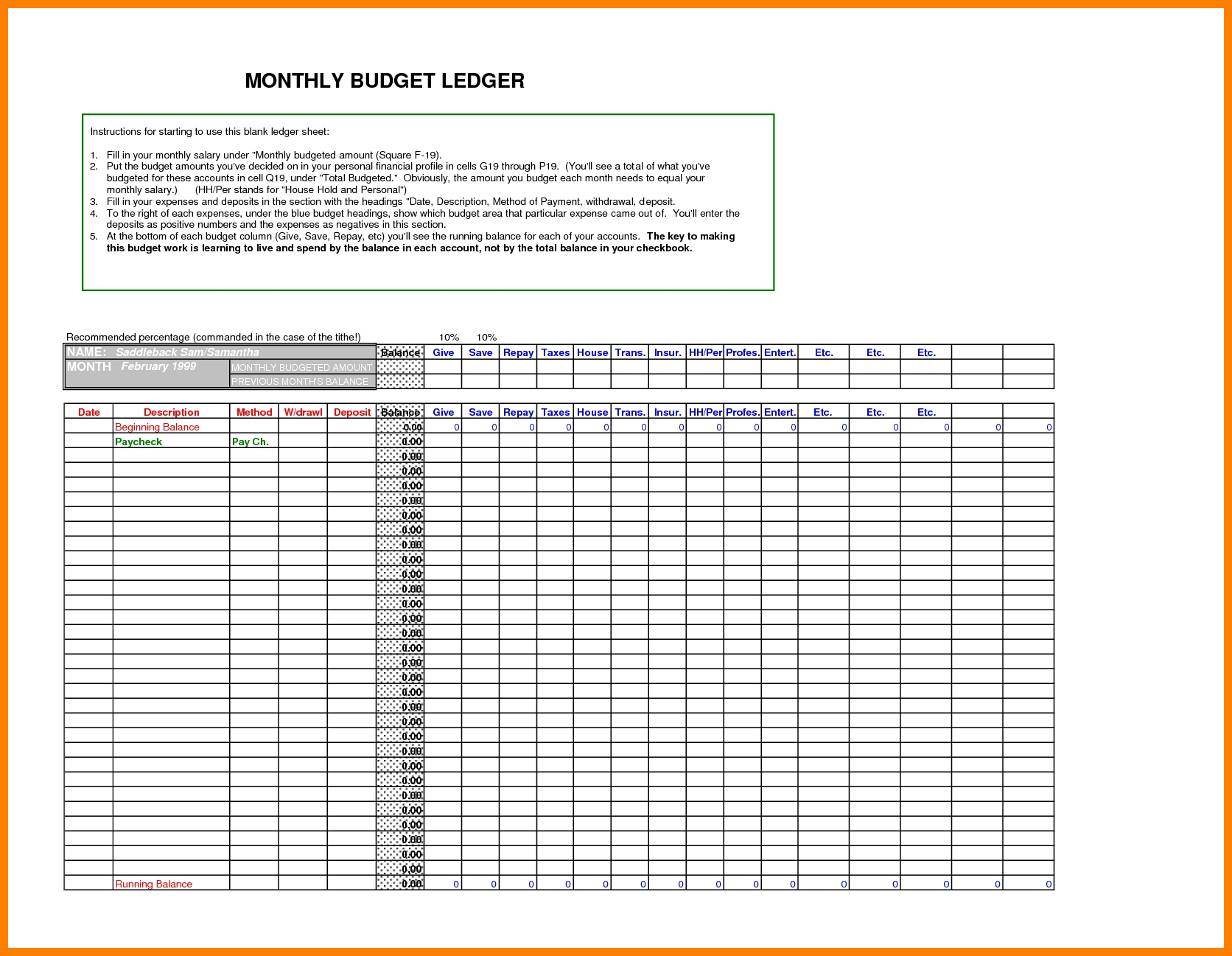 9  Free Excel Ledger Template Ledger Review within Free Accounting