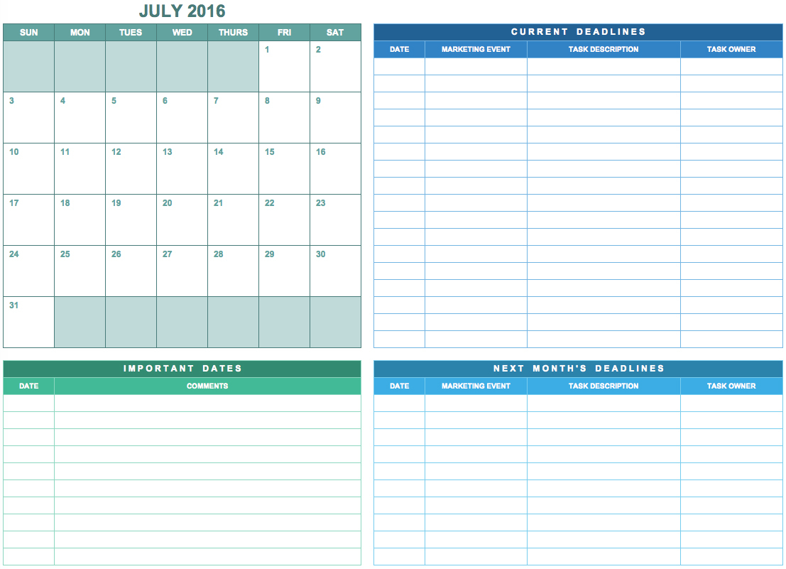 9 Free Marketing Calendar Templates For Excel - Smartsheet And Marketing Campaign Calendar Template Excel