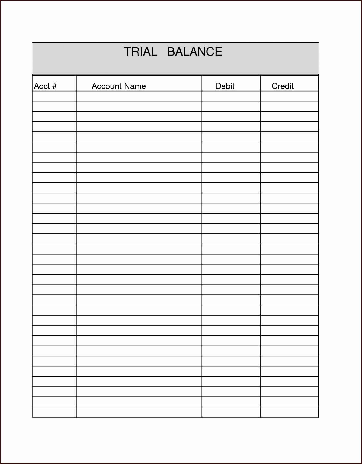 Accounting Balance Sheet Template Excel Blank Accounting Trial Throughout Blank Trial Balance Sheet