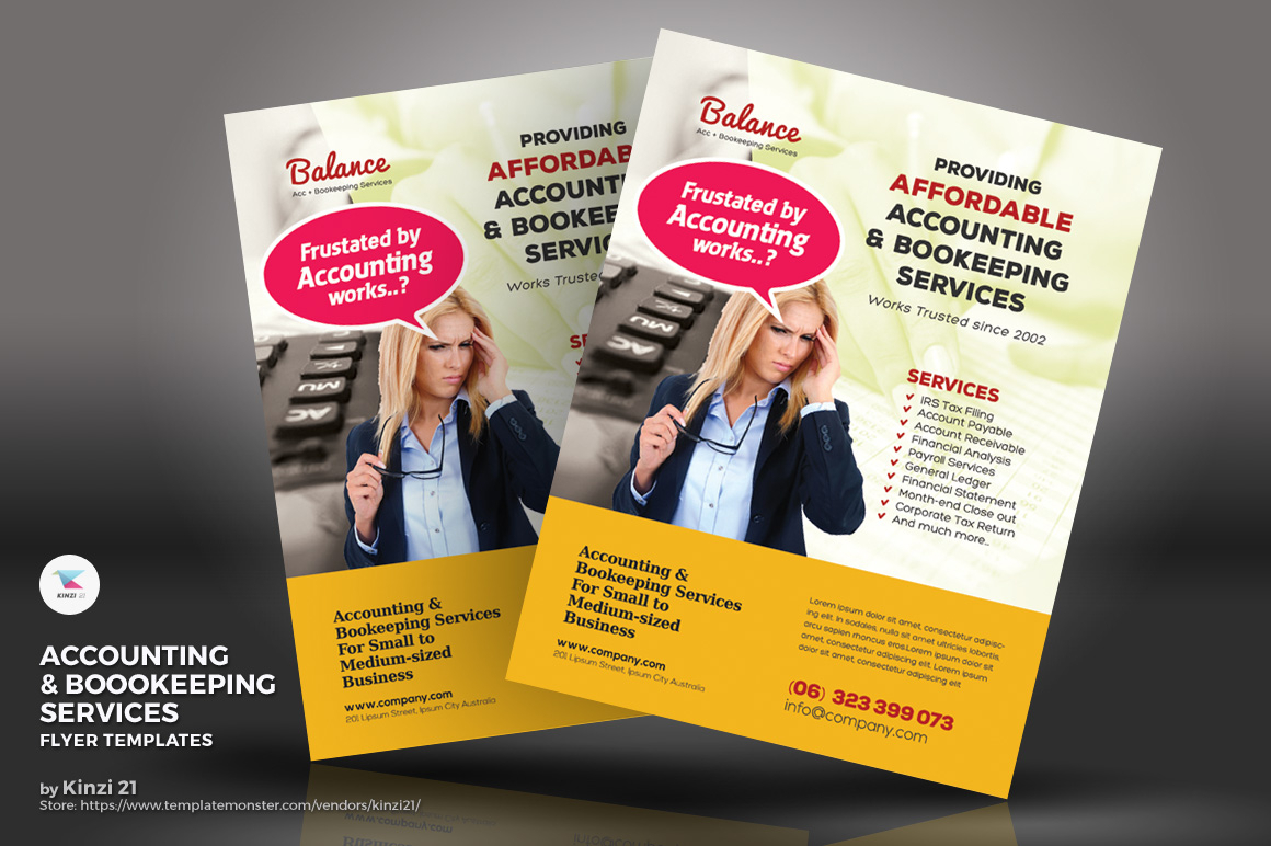 Accounting &amp; Bookkeeping Services Flyers Corporate Identity Template with Bookkeeping Flyer Template