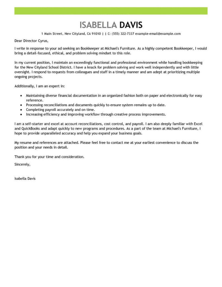 Best Bookkeeper Cover Letter Examples | Livecareer Intended For Bookkeeping Proposal Template