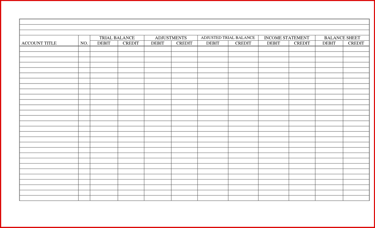Blank Accounting Sheets Filename | Down Town Ken More throughout Blank Trial Balance Sheet