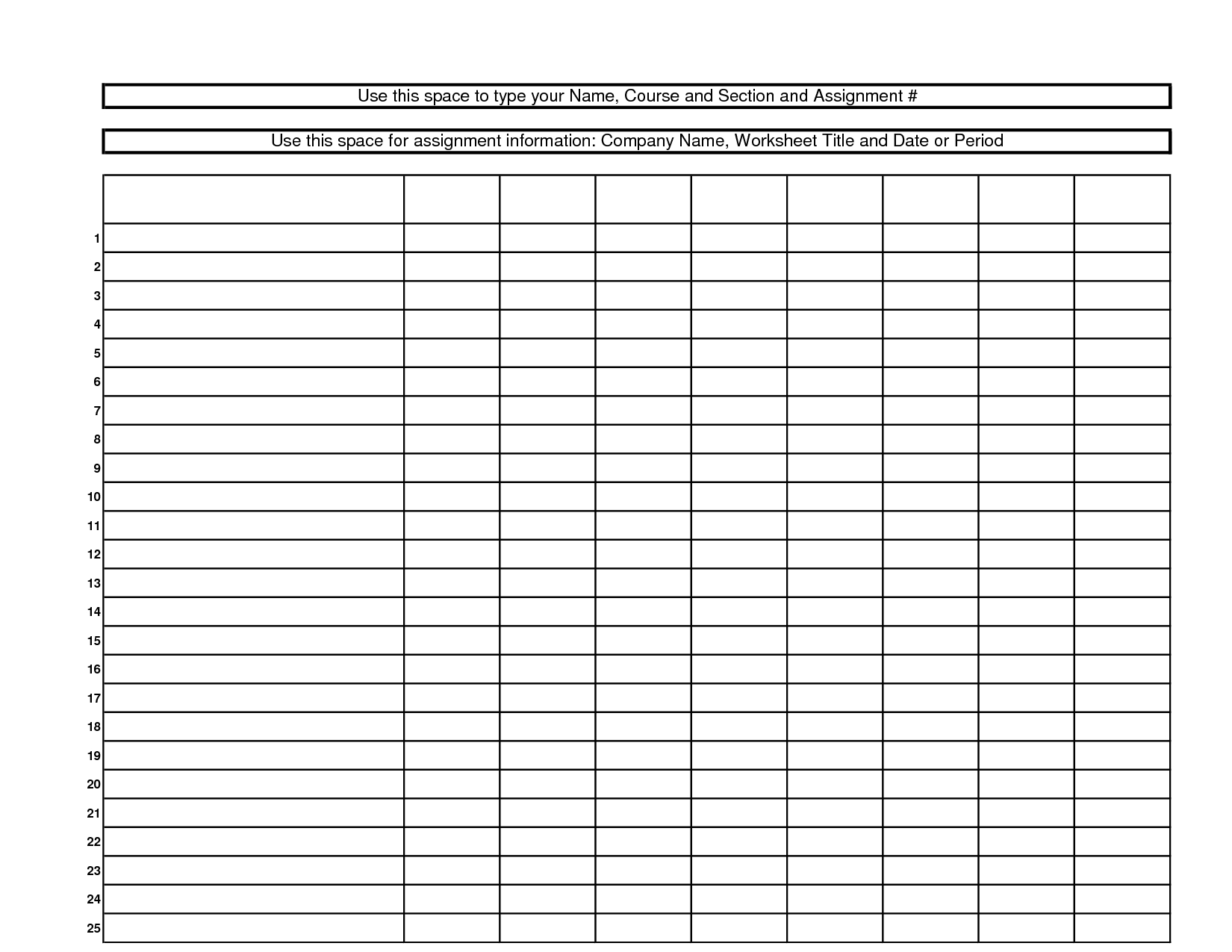 Blank Accounting Worksheet Template Download Them And Try To Solve