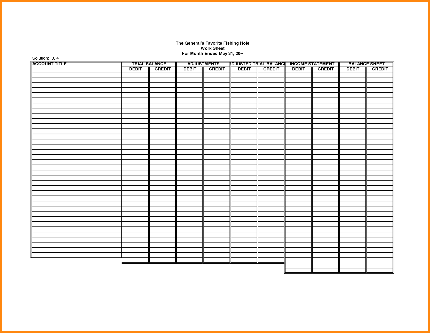 Blank Accounting Worksheet Template Filename | Down Town Ken More