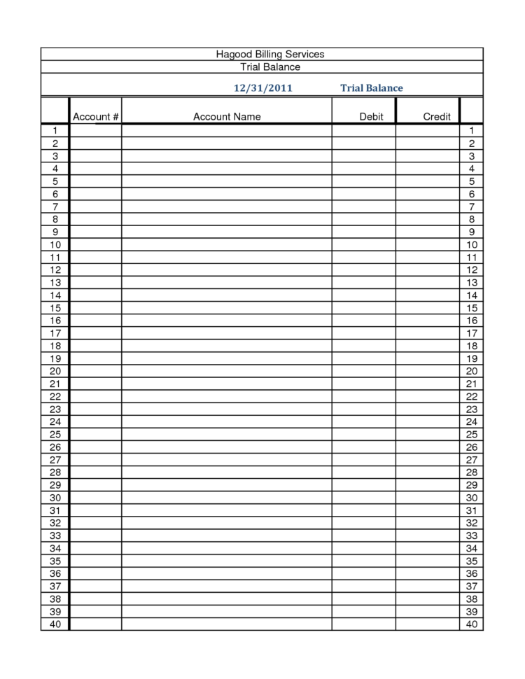 Blank Printable Trial Balance Sheet 1758