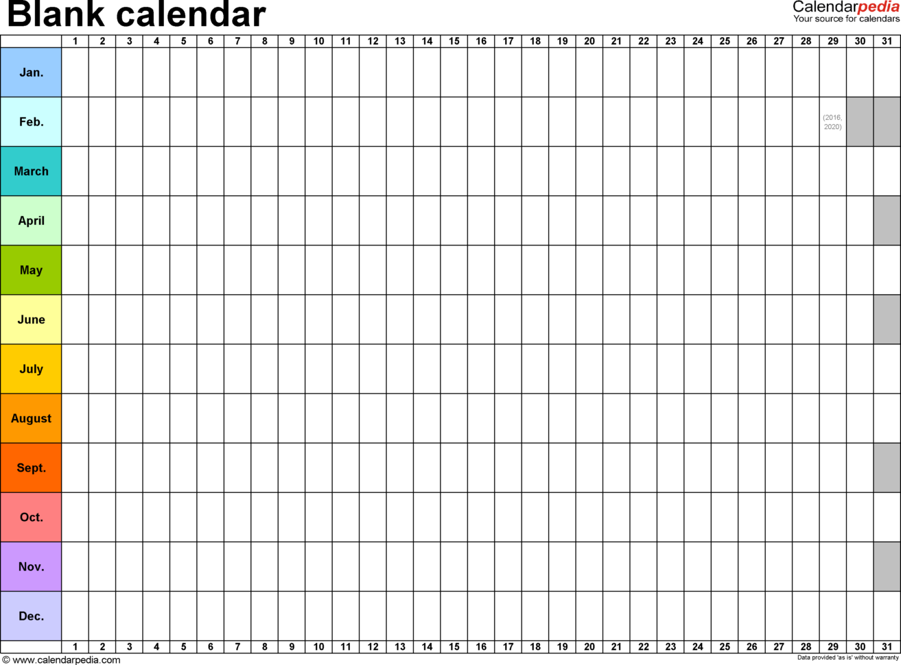 Blank Calendar   9 Free Printable Microsoft Word Templates Throughout Blank Worksheet Templates