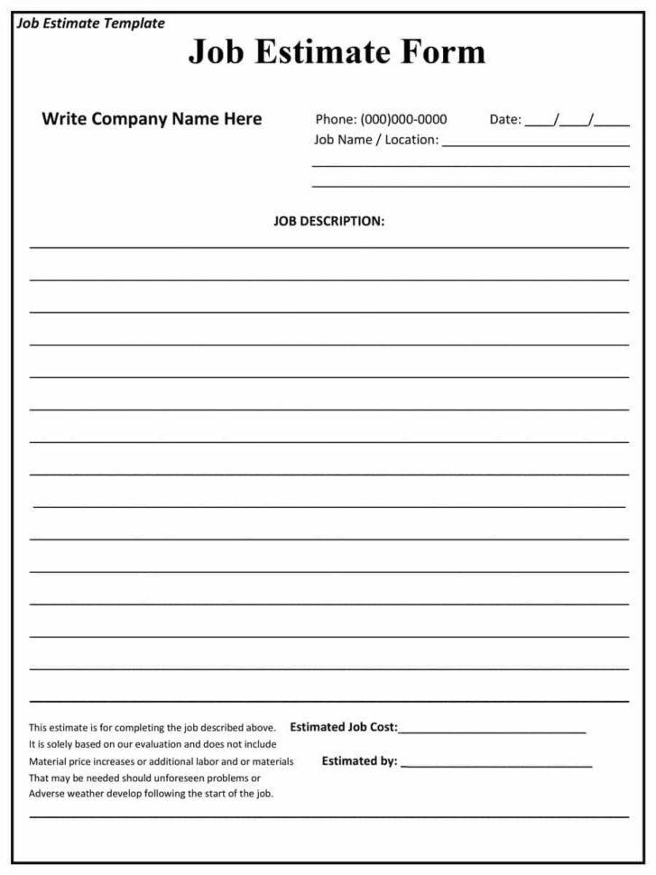 Blank Construction Estimate Template Sample #2980   Searchexecutive Within Construction Estimate Sheet Templates