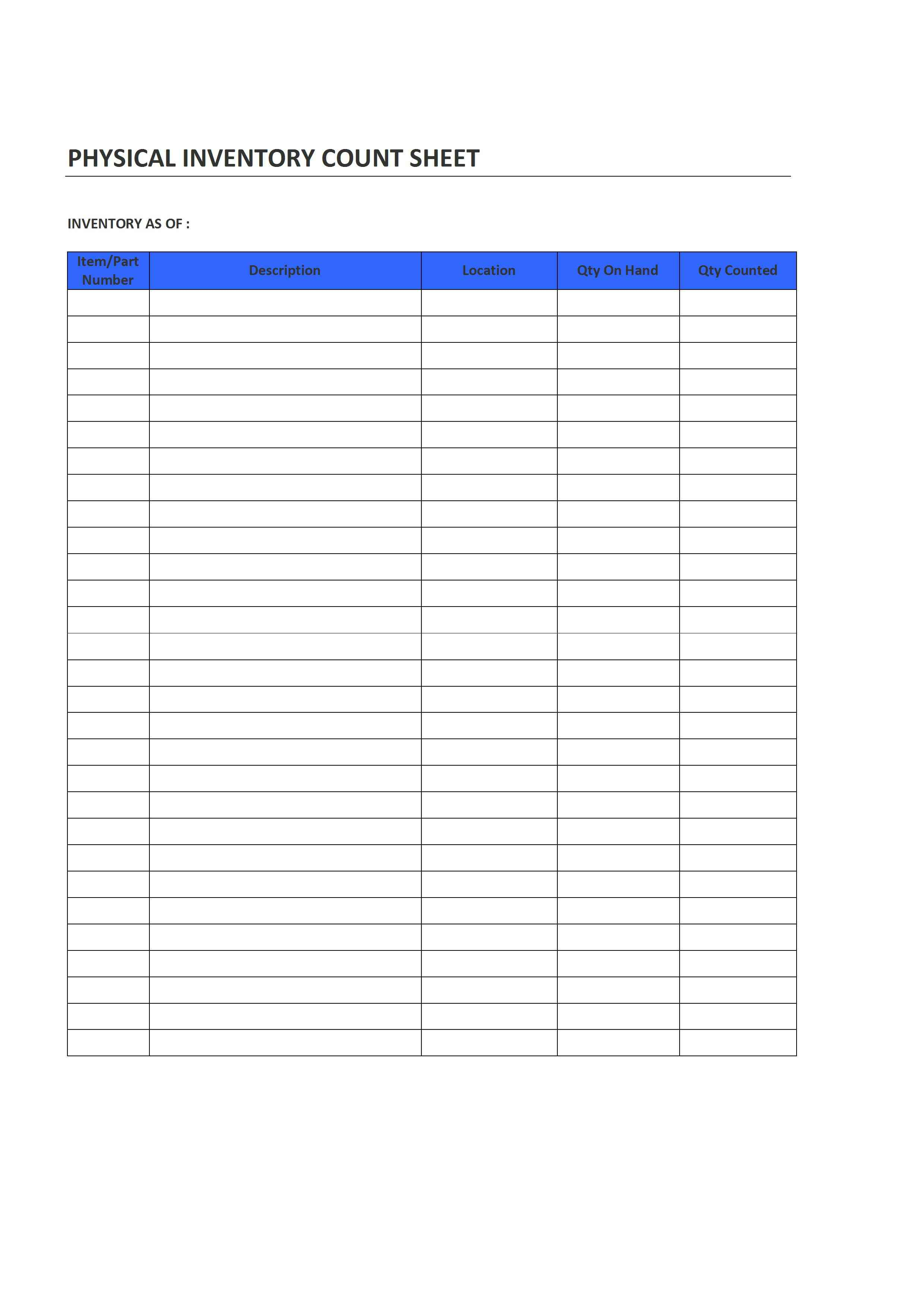Blank Inventory Count Sheet Template inside Inventory Spreadsheet Template Excel