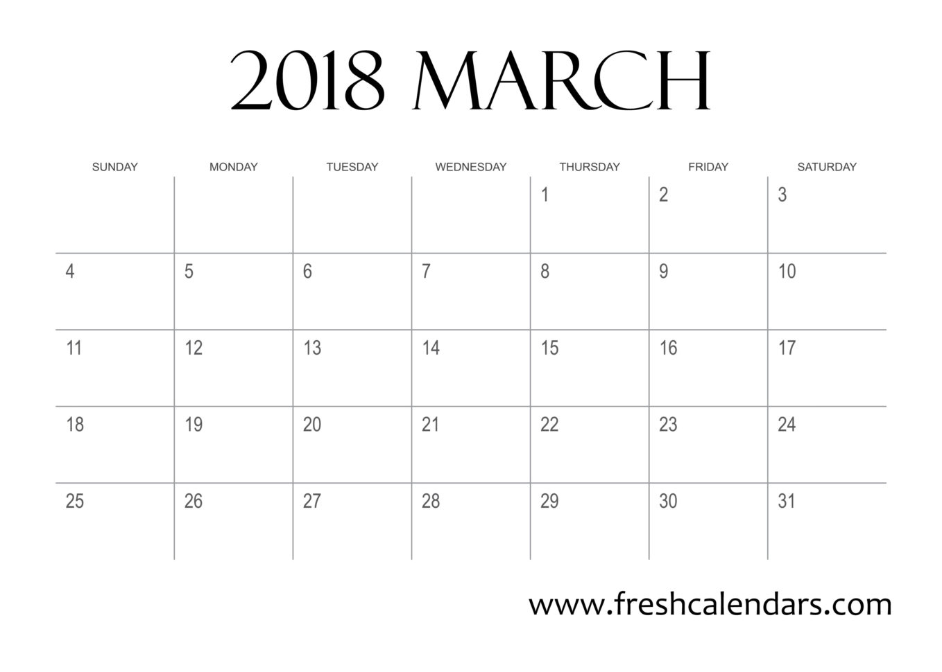 Blank March 2018 Calendar Printable Templates With Blank Worksheet Templates