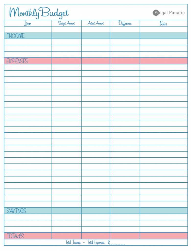 Blank Monthly Budget Worksheet - Frugal Fanatic Throughout Monthly Budget Spreadsheet