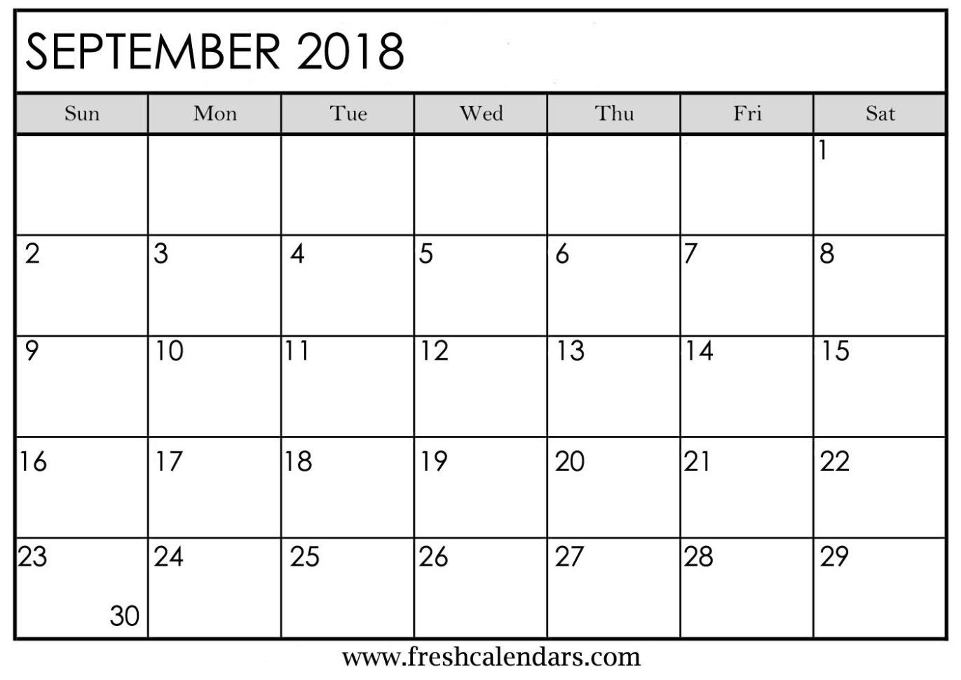 Blank September 2018 Calendar Printable Templates Intended For Blank Worksheet Templates