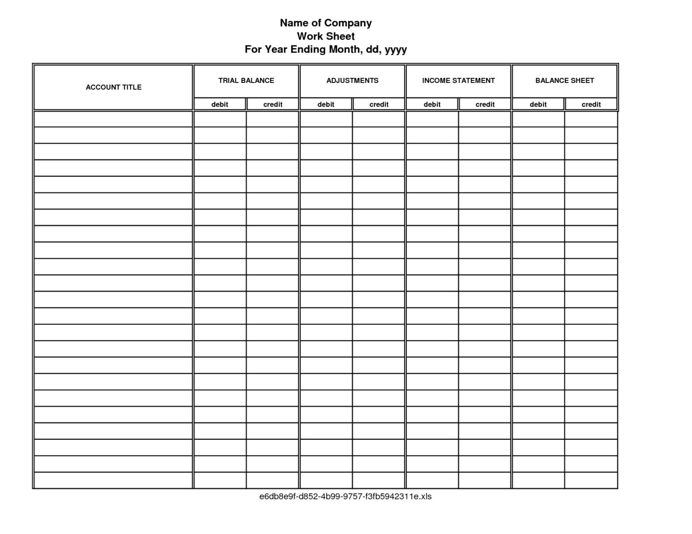 Blank Trial Balance Worksheet - Form Collections inside Blank Trial Balance Sheet