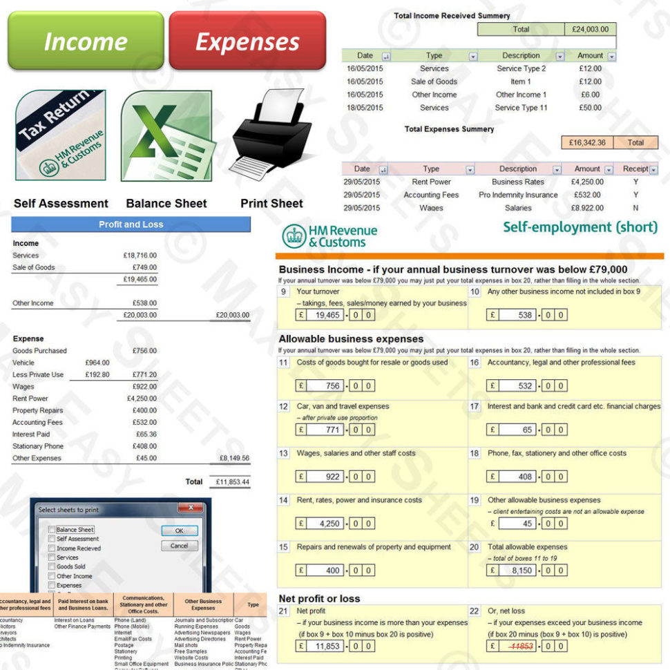 Bookkeeping Accounts Tax Spreadsheet Business Sole Trader Self To Bookkeeping For Ebay Sellers