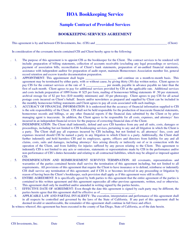 Bookkeeping Contract Template Filename | El Parga And Bookkeeping Contract Template Canada