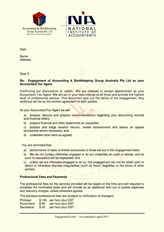 Bookkeeping Engagement Letter Template Collection | Letter Template To Bookkeeping Contract Template