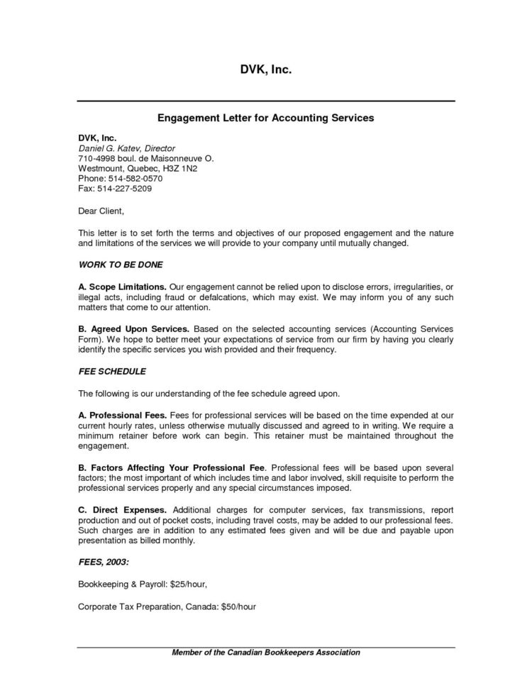 Bookkeeping Proposal Letters   Durun.ugrasgrup Throughout Bookkeeping Engagement Letter Example