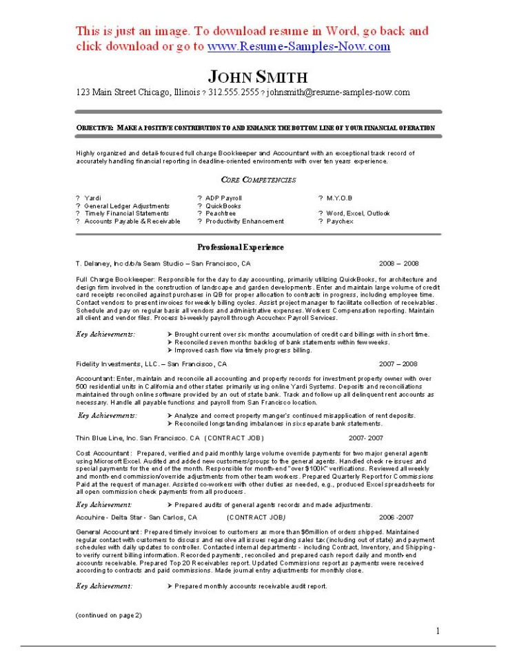 Bookkeeping Resumes | Nguonhangthoitrang In Bookkeeping Resume Template