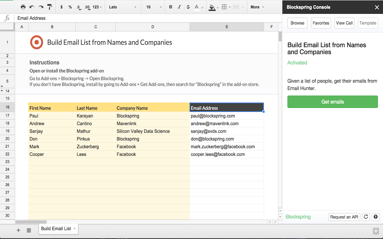 Build Email List From Names And Companies - Spreadsheet Template In within Template For Spreadsheet