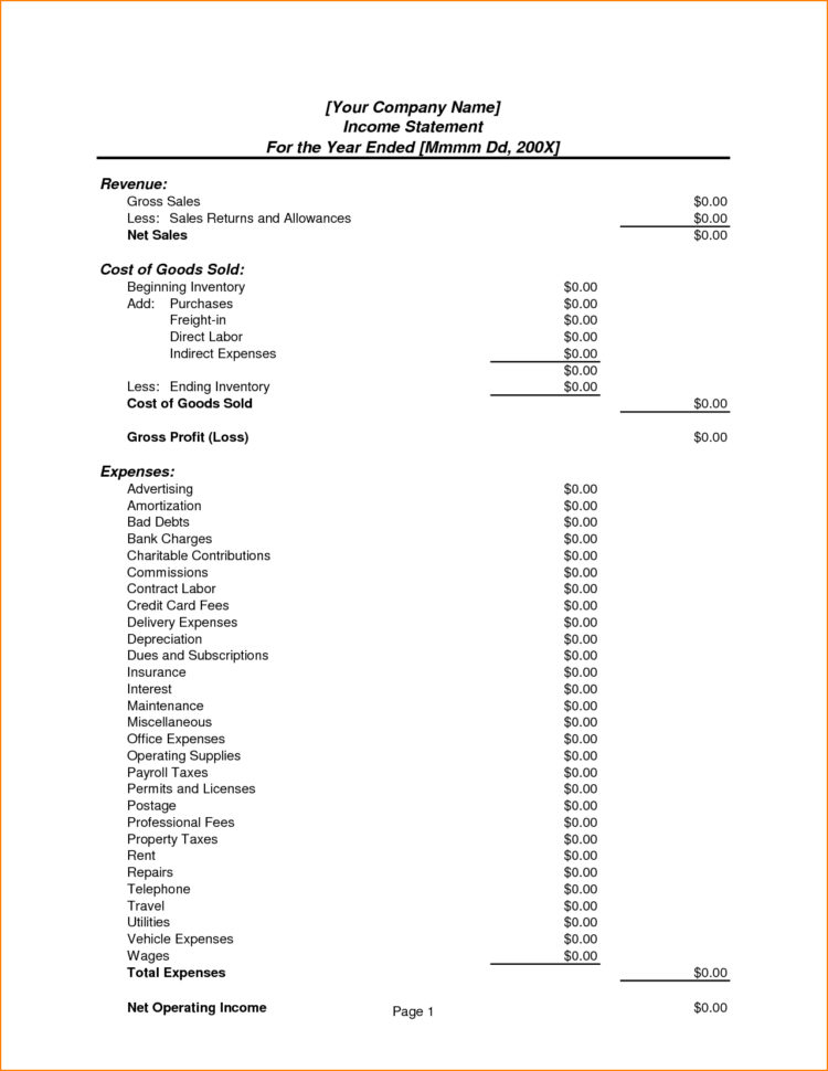 Business Financial Statement Template Word And Financial Statement To Income Statement Template Word