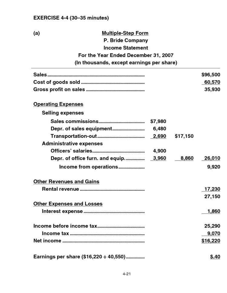 Business Payslip Year To Year Income Statement Template Pdf Example Intended For Simple Income Statement Template