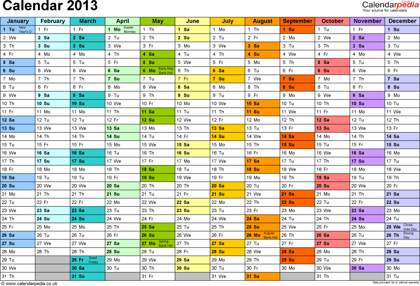 Calendar 2013 Uk   12 Printable Pdf Templates (Free) To Monthly Staff Schedule Template Excel