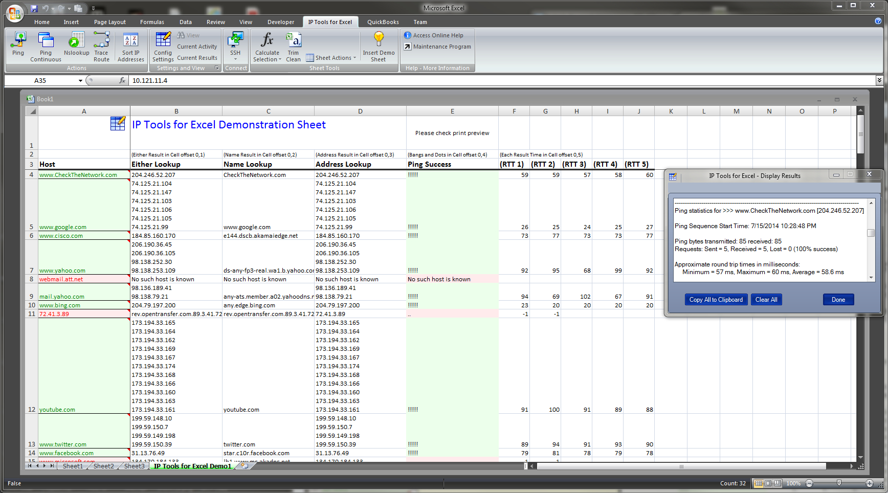 Check The Network - Ip Tools For Excel Addin / Plug In For Ip Address Spreadsheet Template