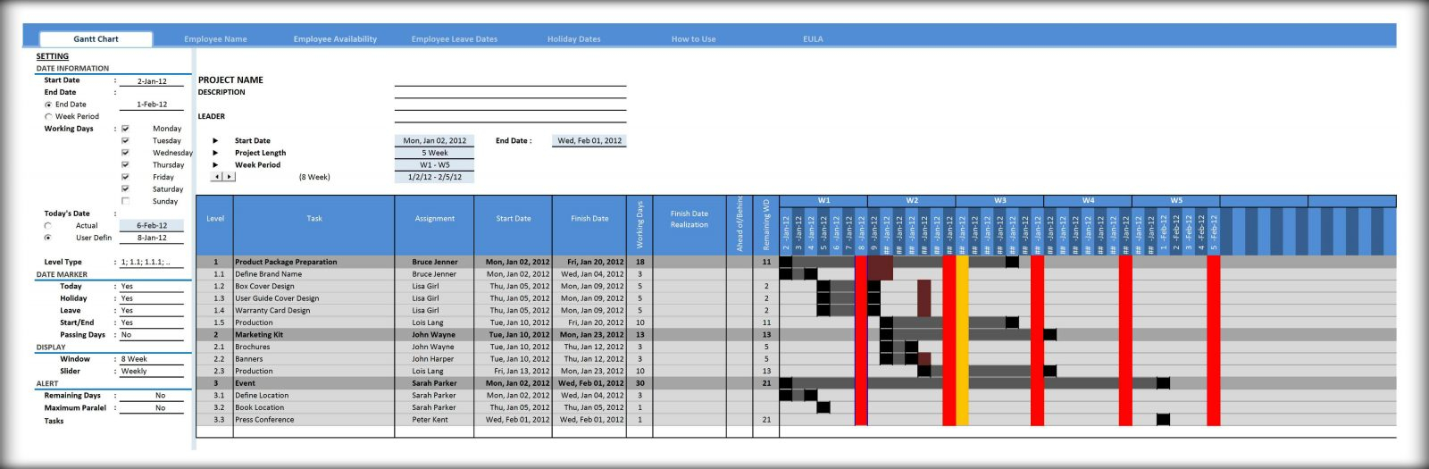 Complex Excel Spreadsheetles Daily Gantt Chart Template Free Project intended for Simple Excel Gantt Chart Template Free