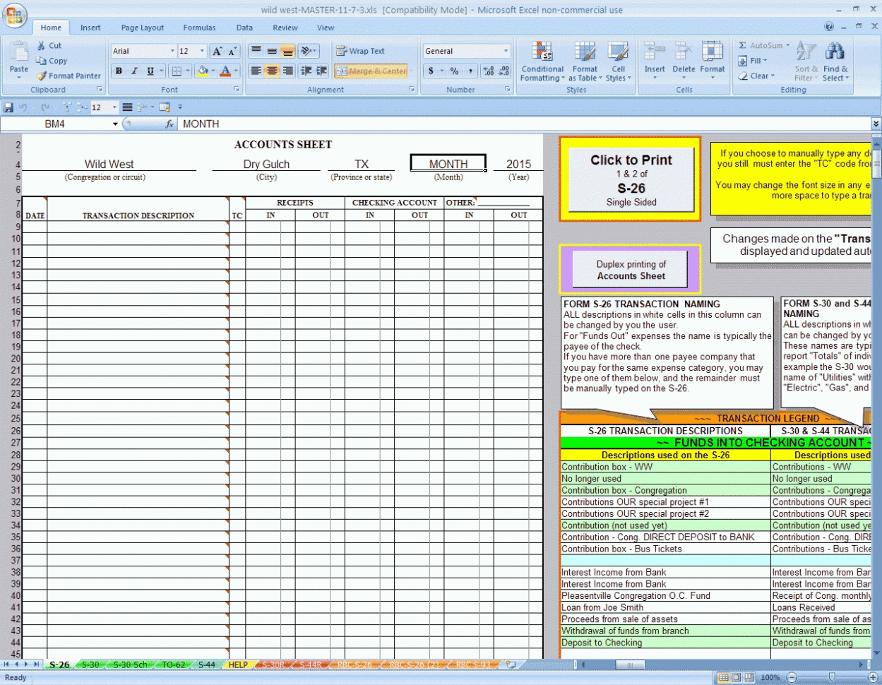 Congregation Accounts Software Program, Accounts Program, Sheet In Bookkeeping Excel Template Uk