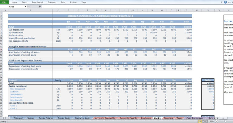 Construction Budget Spreadsheet — Db 6006