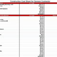 Construction Cost Spreadsheet Commercial Estimate New Home For Residential Construction Budget Template