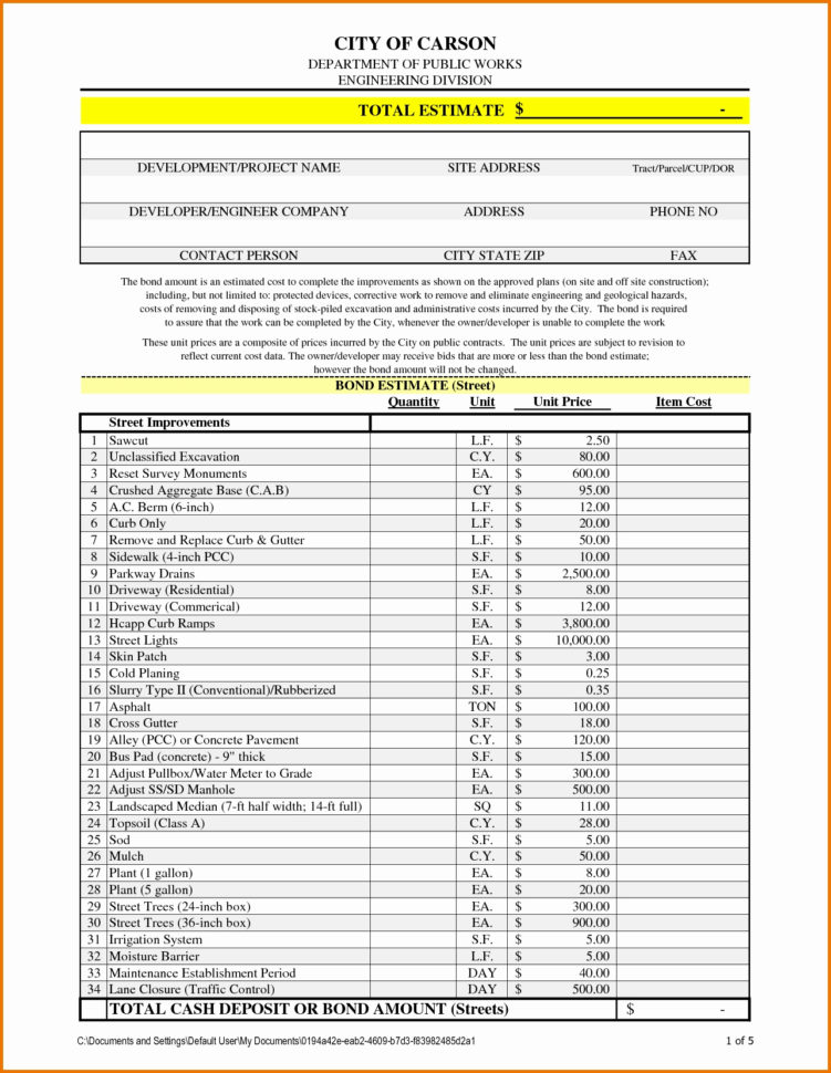 Construction Estimating Spreadsheet Template Inspirational Inside Construction Estimating Spreadsheet Template