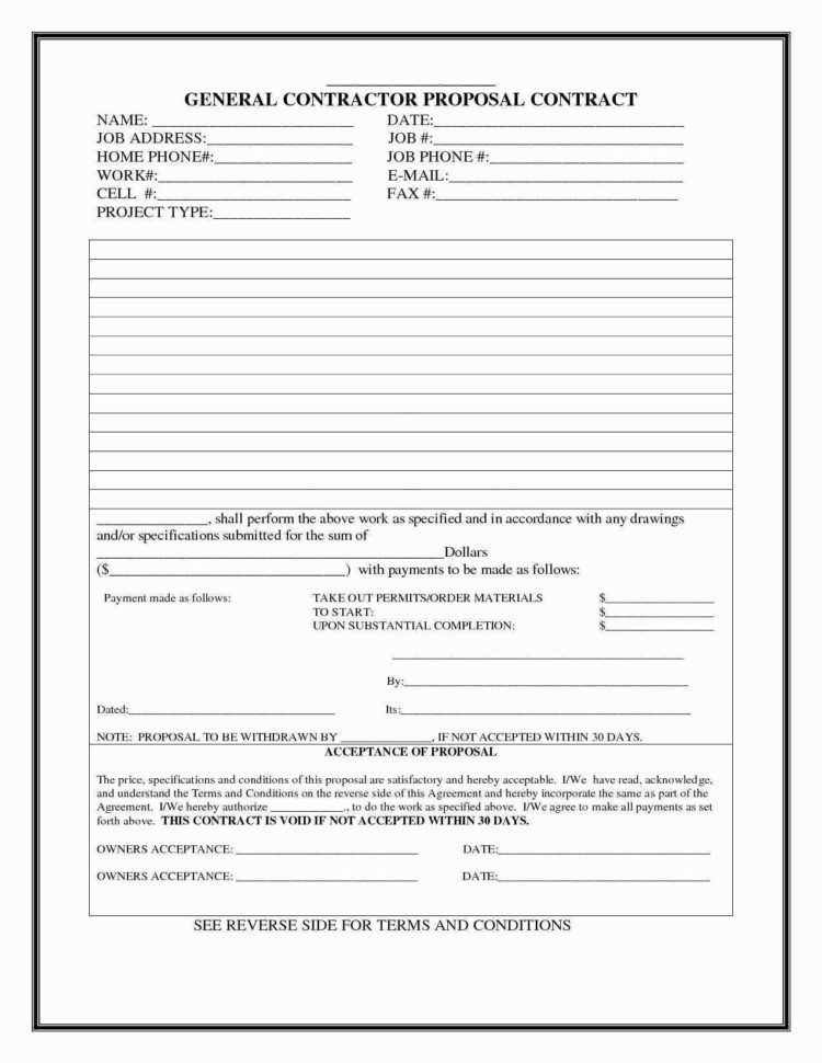 Contractor Bid Proposal Template Free Beautiful 18 Elegant Throughout Construction Bid Form Free