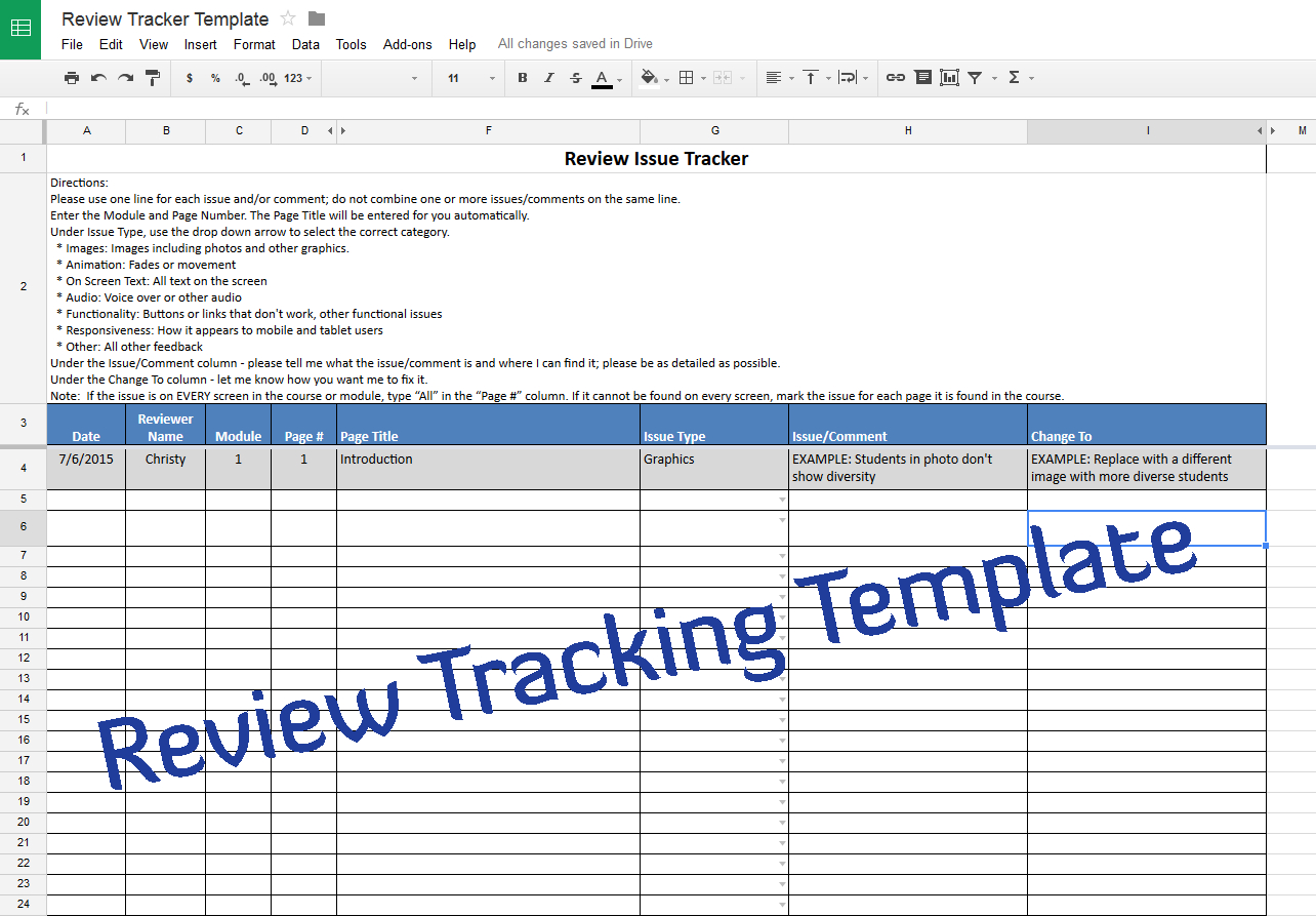 Course Review Tracking Template – Experiencing E-Learning inside Template For Spreadsheet