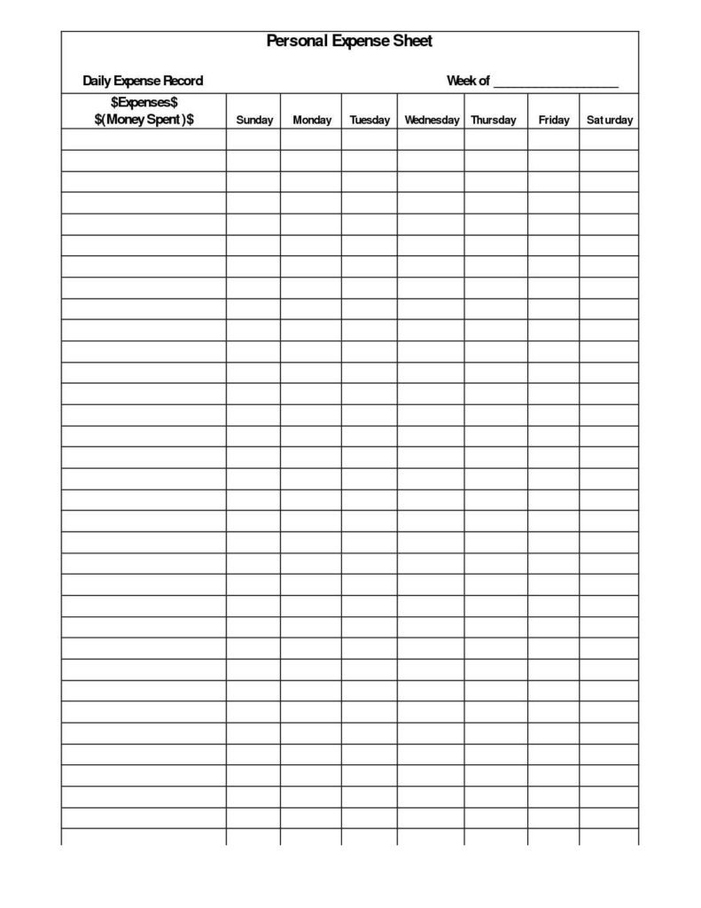 Small Business Expense Sheet Templates