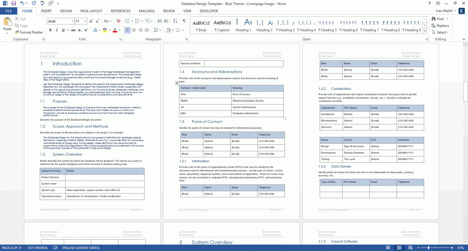 Database Design Document (Ms Word Template + Ms Excel Data Model For Microsoft Excel Database Template