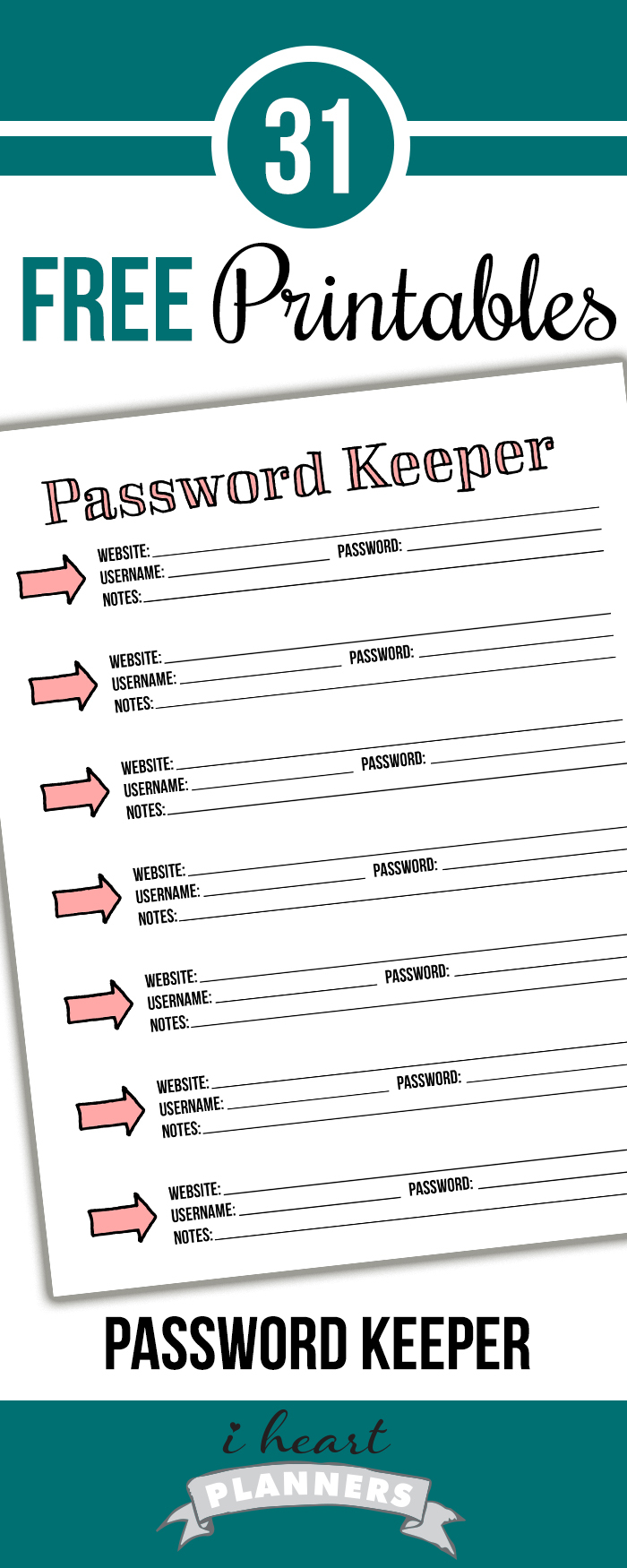 Day 6: Password Keeper - I Heart Planners Within Free Printable Password Keeper