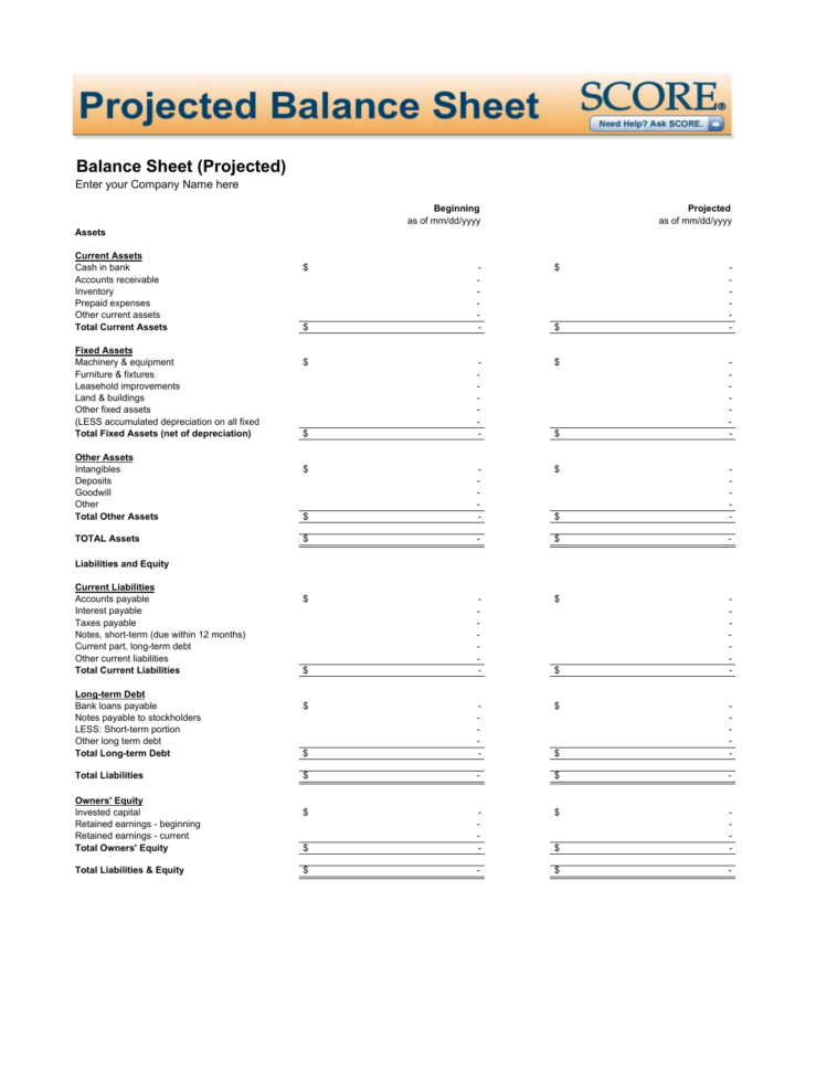 Download Projected Balance Sheet Template | Excel | Pdf | Rtf | Word Inside Balance Sheet Template Excel