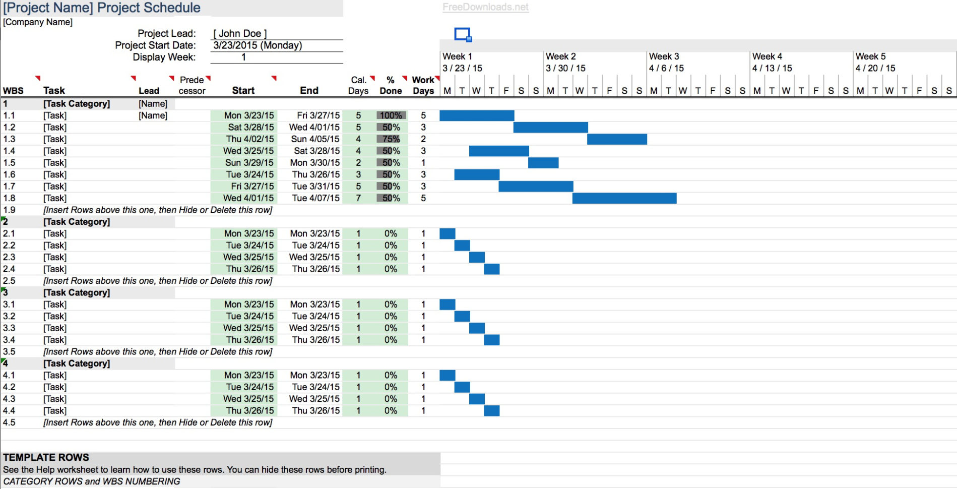 Download Simple Gantt Chart Template | Excel | Freedownloads For Simple Gantt Chart Template Excel Download