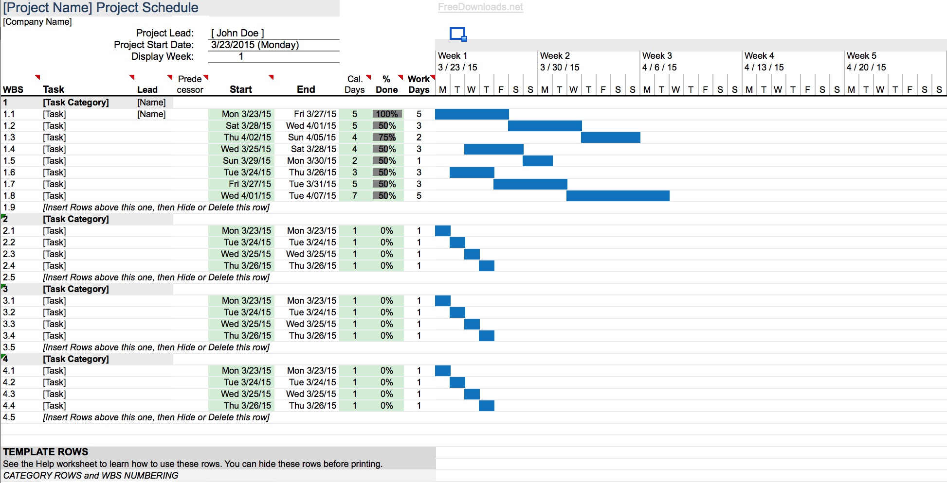 Download Simple Gantt Chart Template | Excel | Freedownloads within Simple Gantt Chart Template
