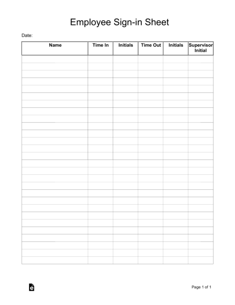 Employee Sign In Sheet Template | Eforms – Free Fillable Forms With Payroll Sign In Sheet Template