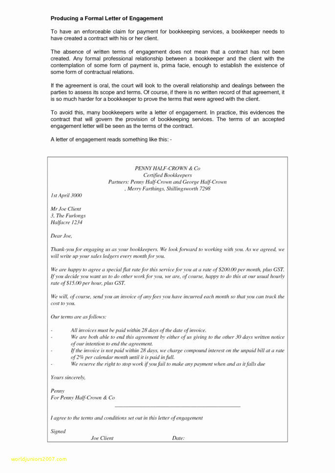 Engagement Agreement Sample Best Of 10 Best Bookkeeping Services Intended For Letter Of Engagement Bookkeeping Template Australia