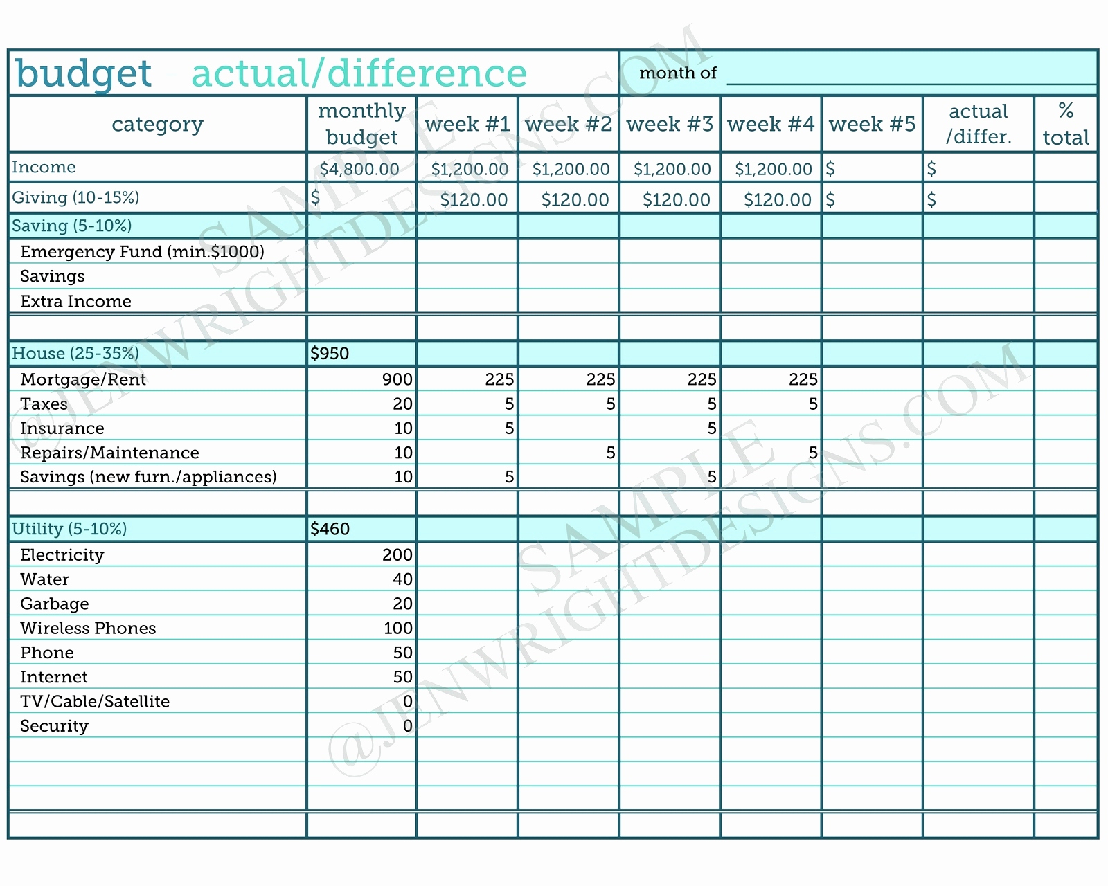 Example Of Monthly Budgeting Spreadsheet Sample Budget Excel With 