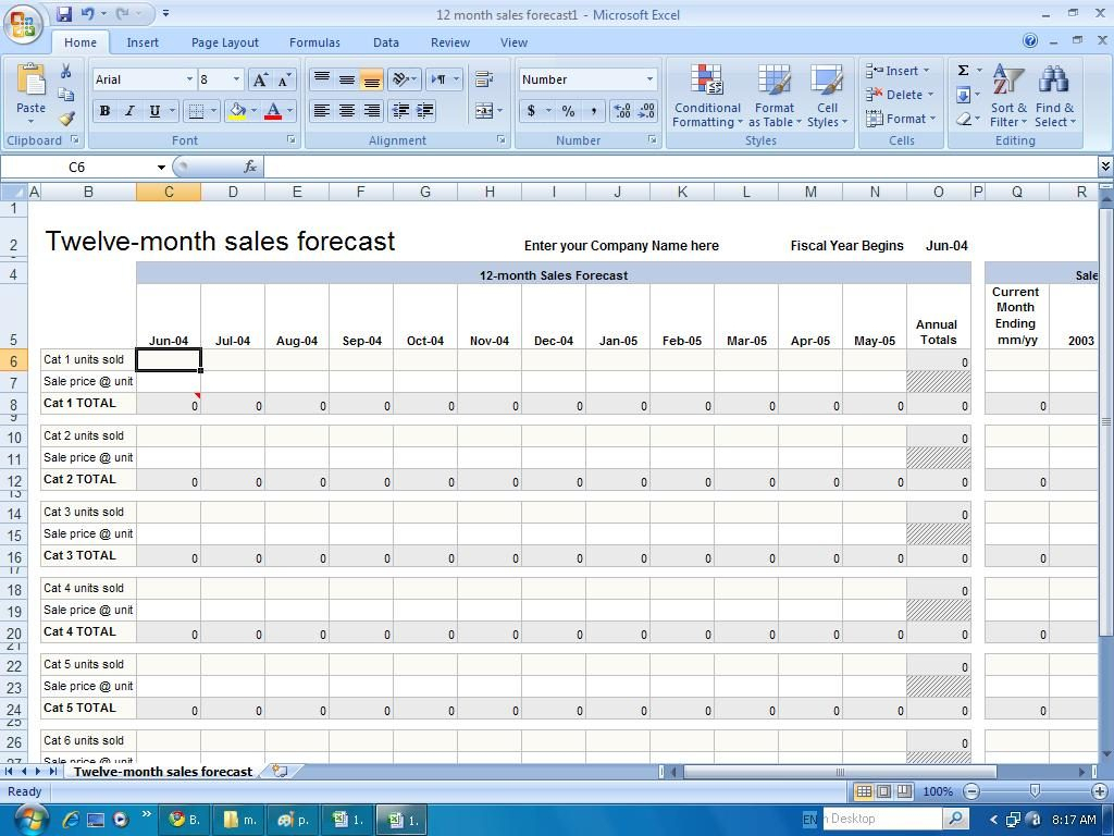 Example Of Sales Forecast Spreadsheet Template Monthly Pianotreasure With 12 Month Sales
