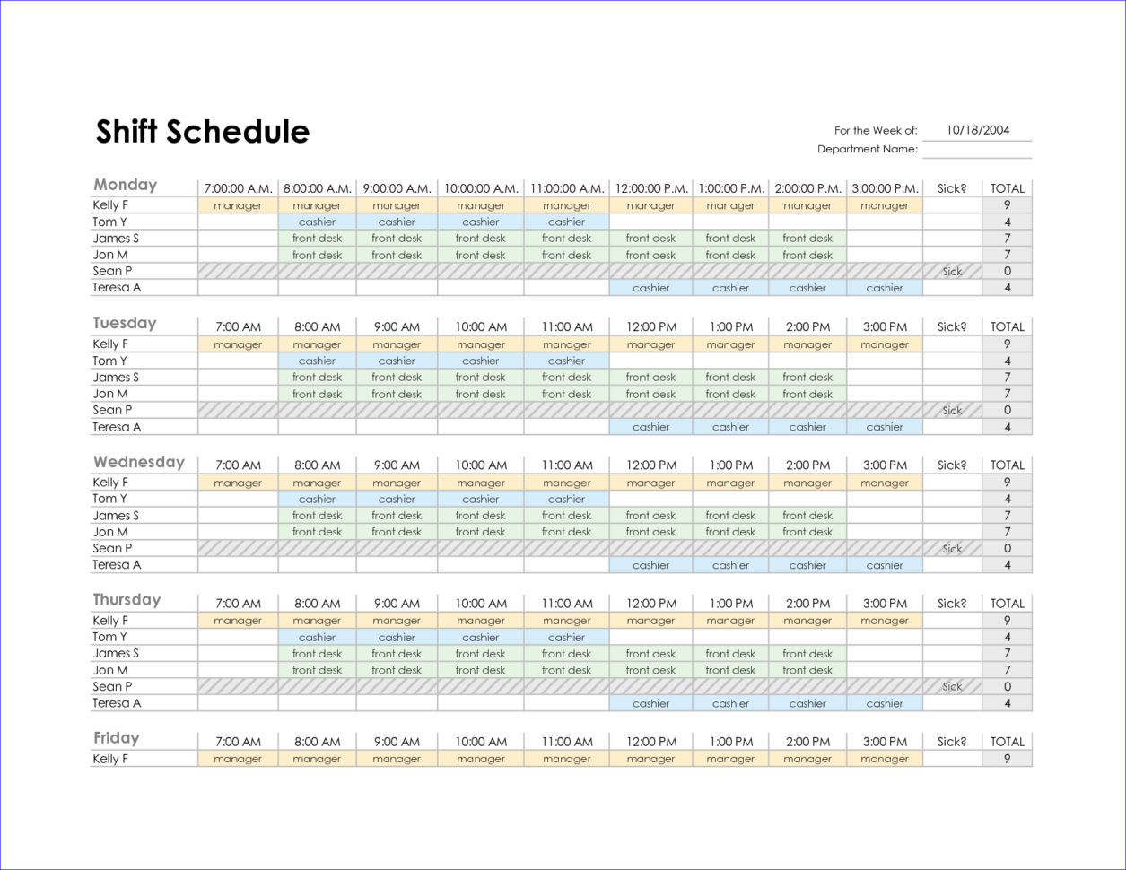 Excel Employee Schedule Template Monthly | Printable Schedule Template And Monthly Staff Schedule Template Free