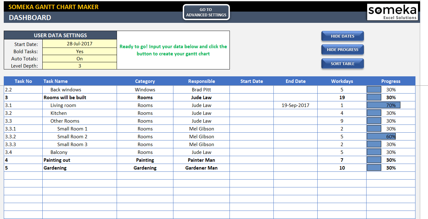 Excel Gantt Chart Maker Template - Easily Create Your Gantt Chart In Inside Gantt Chart Template For Numbers